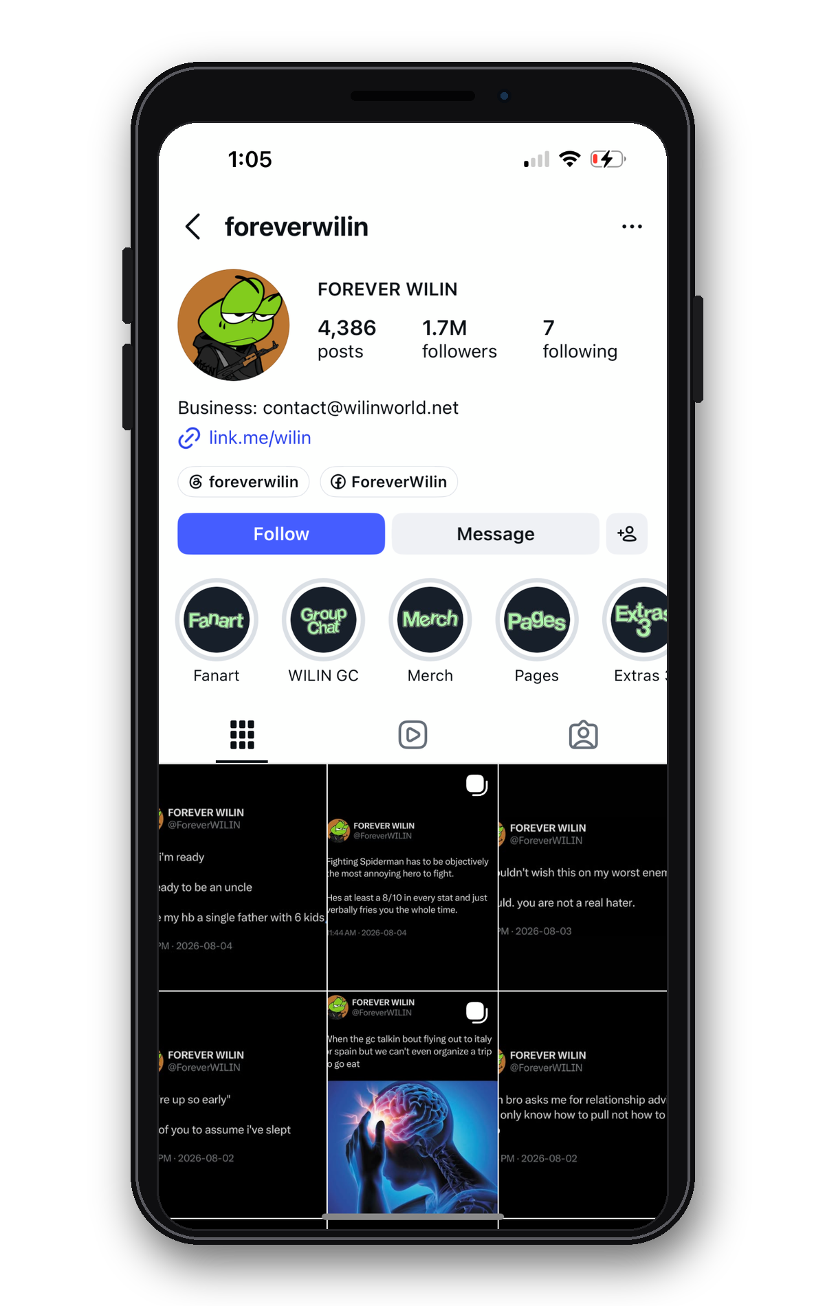 Instagram humor page sharing dark Twitter-style posts